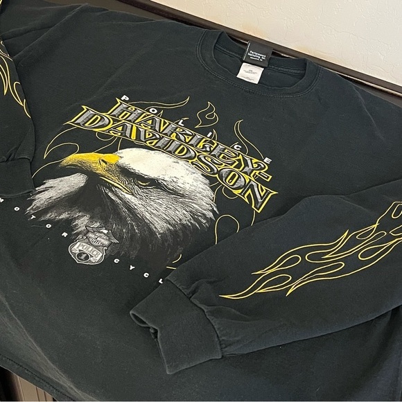 Harley Davidson Police vintage long sleeve graphic shirt,black,100%Cotton sz XXL - Picture 7 of 14